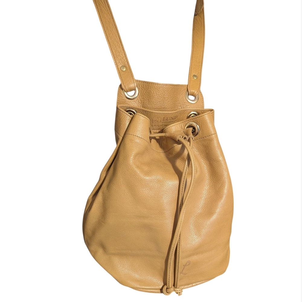 LUND Leather & Co Leather Bucket Bag - Mustard Yellow